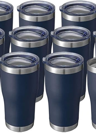 HASLE OUTFITTERS 20 oz Tumbler Bulk, Stainless Steel Tumblers with Lid, Vacuum Insulated Tumbler, Double Wall Powder Coated Cup, coffee mugs, Navy Blue, 12 Pack