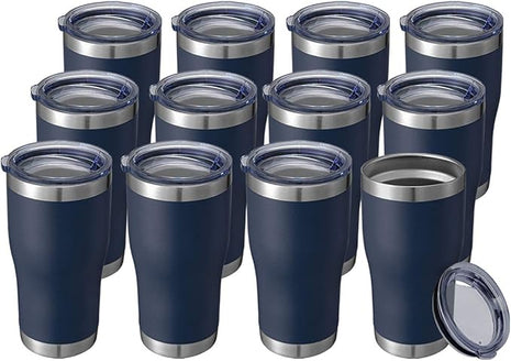HASLE OUTFITTERS 20 oz Tumbler Bulk, Stainless Steel Tumblers with Lid, Vacuum Insulated Tumbler, Double Wall Powder Coated Cup, coffee mugs, Navy Blue, 12 Pack