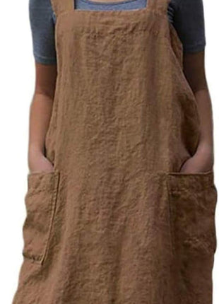 YESDOOD Cotton Linen Apron Cross Back Apron for Women with Pockets Pinafore Dress for Baking Cooking