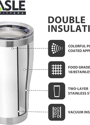 HASLE OUTFITTERS 20 oz Tumbler Bulk, Stainless Steel Tumblers with Lid, Vacuum Insulated Tumbler, Double Wall Powder Coated Cup, coffee mugs, White, 1 Pack