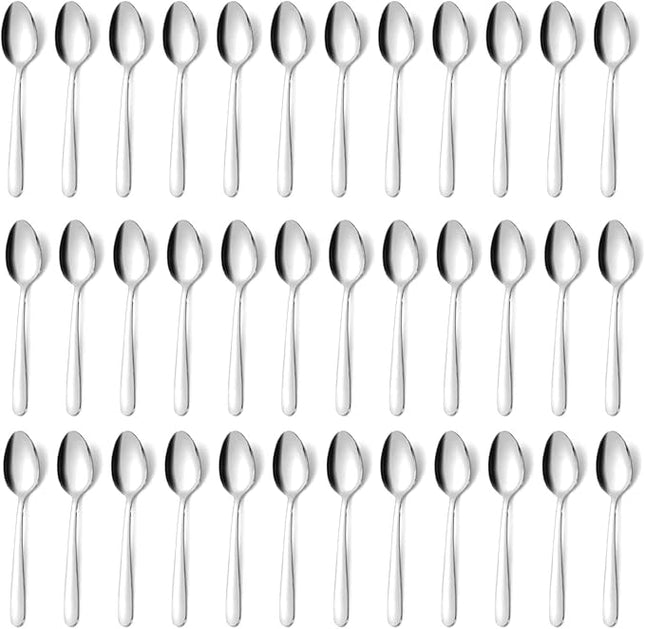 36 Pieces Teaspoons Set, 6.2 Inches Stainless Steel Teaspoons Silverware, Small Spoons, Mirror Polished & Dishwasher Safe, Tea Spoons Suitable for Home, Kitchen and Restaurant