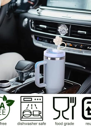 Silicone Straw Caps for 10mm Tumblers | Reusable Dust-Proof Straw Toppers Compatible with Stanley 30oz & 40oz Tumbler (white 3p)