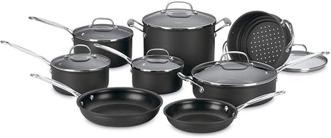 Cuisinart 14-Piece Cookware Set, Chef's Classic NonStick Hard Anodized, Gray, 66-14N