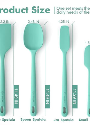 4 Pieces Silicone Spatula Set, Food Grade Rubber Spatula, Upgrade Strong Handle with Ergonomic Grip, Heat Resistant for Nonstick Cookware, Cooking