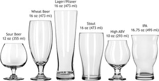 Libbey Craft Brews Assorted Beer Glasses Set of 6 with Gift Box – Lead‑Free Specialty Beer Glassware for IPA, Stout, Wheat, Lager, Sour & High‑ABV – Dishwasher Safe