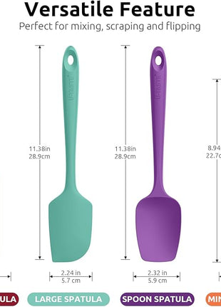 U-Taste Heat Resistant Silicone Spatula - 600ºF Hot-Proof Food Grade Kitchen Baking Bowl Scraper, Flexible and Sturdy Rubber Cooking Utensil for Mixing Scraping in NonStick Cookware (4 Pcs, Colorful)
