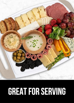 GORILLA GRIP BPA-Free Reversible Kitchen Cutting Board Set of 3, US Designed, Nonporous, Juice Grooves Catch Liquid, Slip Resistant Border, Dishwasher Safe, Durable Large Food Chopping Boards, Almond