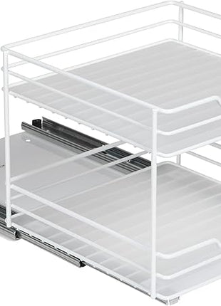 HOLDN’ STORAGE White Spice Rack Organizer for Cabinet, Heavy Duty, Pull Out Spice Rack, Lifetime Limited Warranty, Spice Organization 10.5" W x 10.4" D x 8.8" H - Spice Racks for Inside Cabinets.