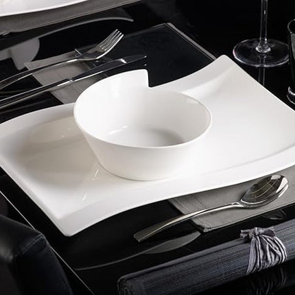 Villeroy & Boch New Wave Large Rectangular Salad Plate, 10.25 x 7.75 in, Premium Porcelain, White