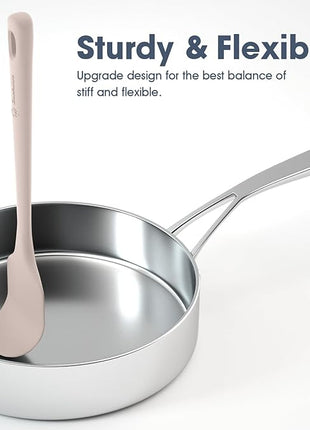 5 Pieces Silicone Spatula Set, Food Grade Rubber Spatula, Upgrade Strong Handle with Ergonomic Grip, Heat Resistant Up to 600°F for Nonstick Cookware, Cooking Creamy White