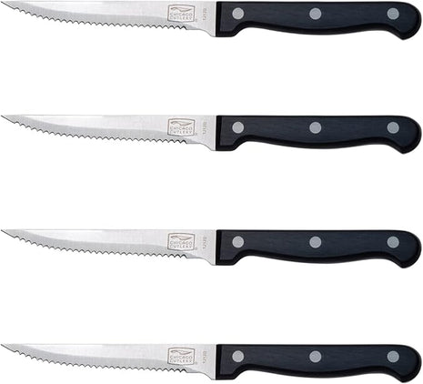Chicago Cutlery Essentials 4-Piece Serrated Steak Knives, 4.5" Stainless Steel Blades for Effortless Cutting, For Home Kitchen and Professional Use