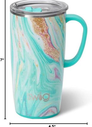 Swig Life 22oz Travel Mug, Insulated Tumbler with Handle and Lid, Cup Holder Friendly, Dishwasher Safe, Stainless Steel, Travel Coffee Cup, Insulated Mug with Lid (Wanderlust)