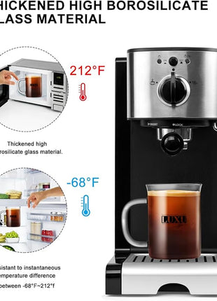 2pcs Set Glass Coffee Mugs 15oz Bell Mouth Glass Coffee Cups Clear Large Tea Cups,Cute Coffee Bar Accessories,Iced Coffee Glasses,Lead-Free Glass Cups for Water,Latte,Milk-Flat Bottomed Design