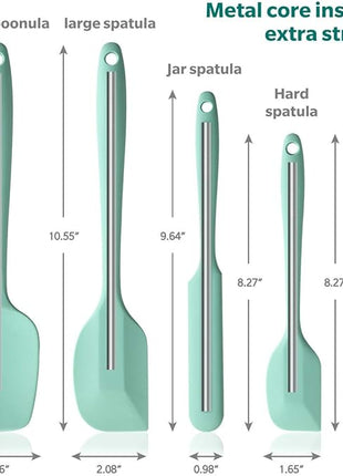 Wanbasion 5 Piece Premium Silicone Spatula Set Heat Resistant, Colorful Rubber Baking Spatula Set, Kitchen Spatula Set Dishwasher Safe for Nonstick Cookware Cooking Mixing Light Green