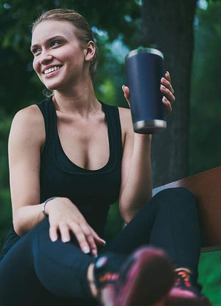 HASLE OUTFITTERS 20oz Tumblers Bulk Stainless Steel Cup with Lid Double Wall Vacuum Insulated Coffee Mug for Cold & Hot Drinks 8 Pack, Navy