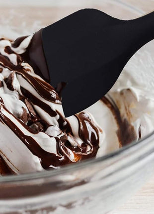 Newk Silicone Cooking Spatula Set, 6-Piece Set with One Piece Design, Nonstick Rubber Spatula Kitchen with Stainless Steel Core for Cooking, Baking, and Mixing - Black