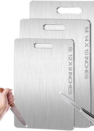 Titanium Cutting Board - 2025 New Upgrade 100% Pure Titanium Cutting Boards for Kitchen Double Sided Non Toxic Titanware Cutting Board,Hygiene Durable Dishwasher Safe Chopping Board (14"L x 10"W)