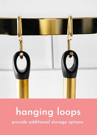 Black and Gold Kitchen Utensils Set with Stainless Steel Holder – 18-Piece Nylon Cooking Utensils with Measuring Cups and Spoons – Stylish Gold Kitchen Accessories for Baking and Cooking