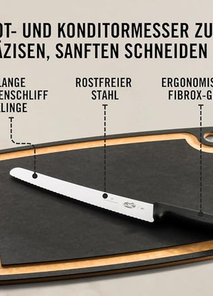 Victorinox 10.25 Inch Fibrox Bread Knife with Ultra-Sharp Serrated Edge, Black