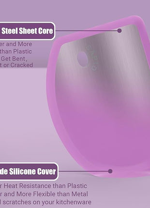 Sapid Silicone Bowl Scraper Flexible Curved Edge (5.98"×4.3"), Food Grade Bench Dough Scraper for Baking Sourdough Bread, Cake, Fondant Icing, Heat- Resistance Kitchen Dish Pan Scrapers (1, Purple)