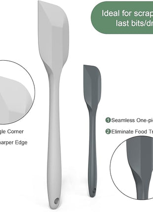 Silicone Spatula Set, Premium Spatulas Silicone Heat Resistant 2 Small & 2 Large Flexible Scraper for Nonstick Cookware, Rubber Spatula for Kitchen Mixing Baking Cooking Use, Soft Spatula - Gray