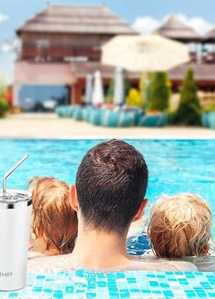 THILY Tumbler Vacuum Insulated Travel Mug 26 oz Coffee Cup with Lids and Straws, Reusable, Splash-Proof, Powder Coated, Keep Ice Drinks Cold, Teal