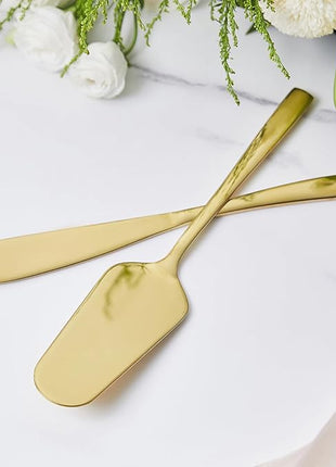 AW BRIDAL Gold Wedding Cake Knife and Server Set, Cake Cutting Set Pie Pastry Servers for Parties Events Bridal Shower Anniversary Engagement Gifts