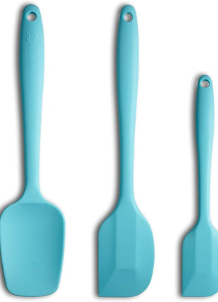 Silicone Spatula 3-piece Set, Ergonomic Handle High Heat-Resistant Spatulas, Non-stick Rubber Spatulas with Stainless Steel Core, Light Blue