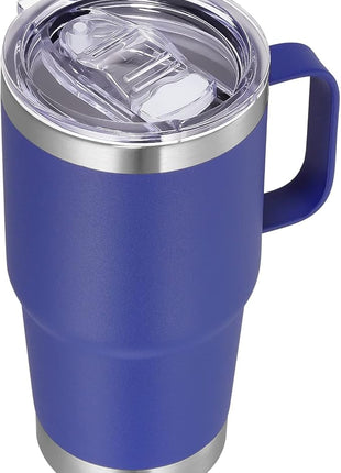 VEGOND 20 oz Tumbler with Handle Lid and Straw, Stainless Steel Insulated Travel Coffee Mug Spill Proof Double Wall Metal Tumbler Cup Keeps Drink Hot and Cold, Royal Blue 1 Pack