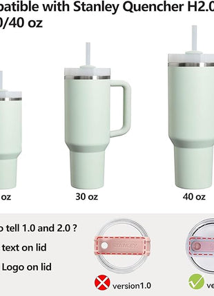 Silicone Spill Stopper Set Compatible with Stanley Cup 2.0 30oz & 40oz with Straw Cover (Set of 2, Mist)