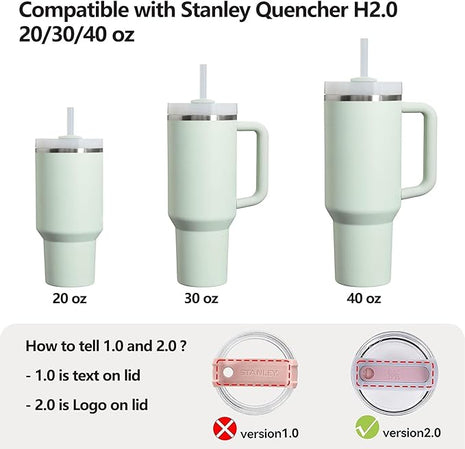 Silicone Spill Stopper Set Compatible with Stanley Cup 2.0 30oz & 40oz with Straw Cover (Set of 2, Mist)