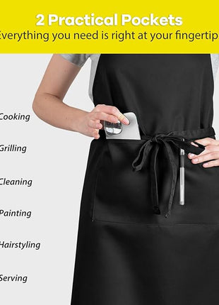 ROTANET Extra Large Apron for Men Adjustable Bib Aprons with 2 Pockets Cooking Kitchen Women Chef Water & Oil Resistant