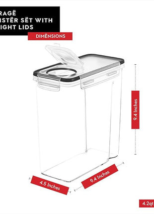 Cereal Containers Storage 3 Pack 135 fl. oz Cereal Dispenser Countertop, Airtight Food Storage Containers for Pantry Organization and Storage, Bpa-free Cereal Storage Container with Marker & Labels