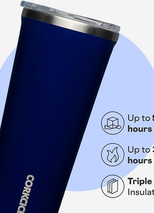Corkcicle Classic Tumbler - Keeps Drinks Cold for 9 Hours & Hot for 3 - Triple-Insulated Stainless Steel - Holiday Tumbler Gift - 24 oz - Gloss Midnight Navy