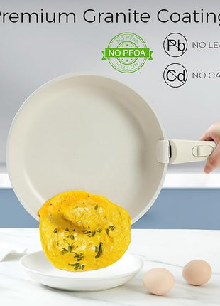 15Pcs Pots and Pans Set Non Stick, Cookware Sets with Detachable Handle, Nonstick RV Kitchen Cooking Tools Removable Handles, Oven Safe, Induction Fast, Stackable Induction Cookware, Blue