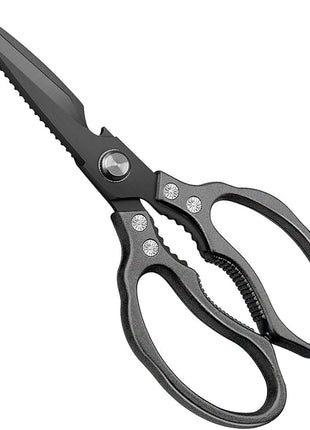CGBE Kitchen Scissors, Multi-Purpose Kitchen Shears, Heavy Duty Dishwasher Safe Food Scissors for Chicken, Poultry, Fish, Meat & Herbs with Non-Slip Grips - ALL Black