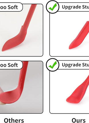 Mini Spatula Silicone Spatula Set - Cuttte 2pcs Small Makeup Scrapers for Cosmetics, Reusable Beauty Tiny Tools, Thin Jar Scraper, Get Last of Makeup Out, Black and Red