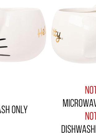 Silver Buffalo Sanrio Hello Kitty Gold Chrome Reflective Bow Ceramic 3D Sculpted Mug, 20 Ounces