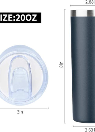 HASLE OUTFITTERS 20 oz Skinny Tumbler, Stainless Steel Insulated Slim Tumbler with Lid, Reusable Double Wall Travel Coffee Mug, Durable Powder Coated Travel Water Cup(Navy, 1)