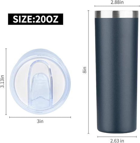 HASLE OUTFITTERS 20 oz Skinny Tumblers Bulk Set, Stainless Steel Insulated Slim Tumblers with Lids, Reusable Double Wall Travel Coffee Mugs, Durable Powder Coated Travel Water Cups(Navy, 4)