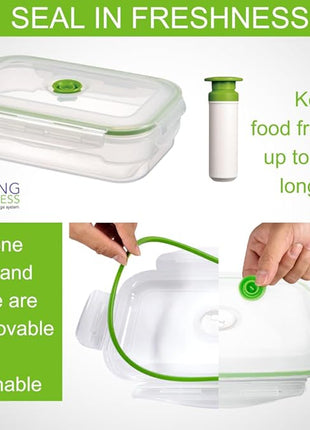 Lasting Freshness BPA-Free Plastic Vacuum Seal Containers with Hand Pump – Airtight Food Storage, Meal Prep & Pantry Organization, Preserves Freshness 5X Longer, 11-Piece Set