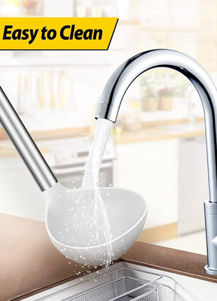 Pack of 2 Ladle Spoon,Silicone Large Spoon for Soup,Non Stick Kitchen Utensils with High Heat Resistant,BPA Free Perfect Kitchen Tools for Cooking, Stirring,Serving Soups (BLACK-WHITE)