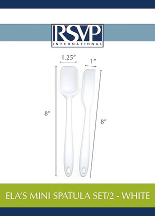 RSVP International Ela Collection Silicone Coated Steel, Mini Spatula/Spoon, White