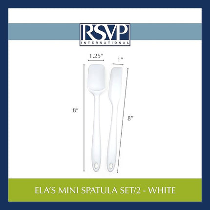RSVP International Ela Collection Silicone Coated Steel, Mini Spatula/Spoon, White