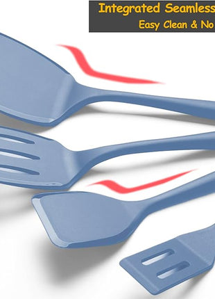 Silicone Spatula Set, 600°F Heat Resistant Silicone Spatula Turner Flipper for Cooking, Non Stick and Non Scratch Kitchen Utensils for Eggs & Pancakes, 4 Pack,Starry Blue