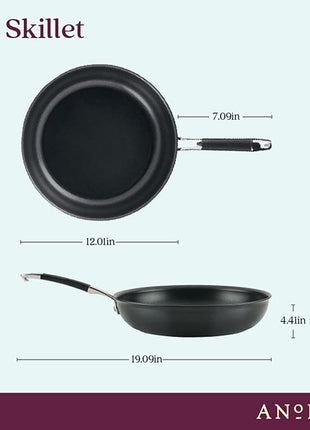 Anolon 87538 Smart Stack Hard Anodized Nonstick Frying Pan / Fry Pan / Hard Anodized Skillet - 12 Inch, Black