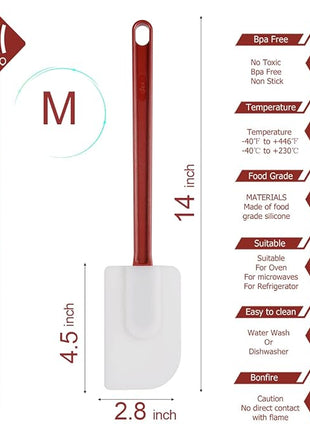 Kitchy Silicone Rubber Spatula and Spoon Set - High Heat Spatula Spoon, Commercial Cooking Set (1 Spoonula + 2 Scrapers, 14 Inches)