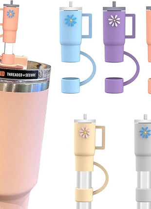 AIERSA 5Pcs Silicone Straw Cover Cap Compatible with 30&40 Oz Tumblers, Straw Tip Covers for Cups Accessories