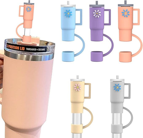 AIERSA 5Pcs Silicone Straw Cover Cap Compatible with 30&40 Oz Tumblers, Straw Tip Covers for Cups Accessories