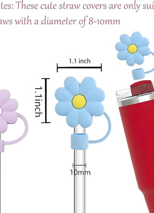 6Pc Straw Cover for Stanley Cup, Silicone Straw Topper for Stanley Cup 30&40oz with Tumblers, 10mm 0.4in Lid Accessories (Reusable)